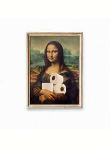 1pc Funny Bathroom Print, Quirky Bathroom Art,Mona Lisa Vintage Bathroom Art, Bathroom Humor Wall Art, Funny Bathroom Art,Bathroom Wall Decor, Festival Decor Home