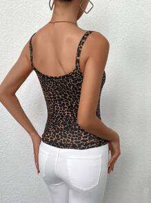 SHEIN EZwear 1pc Women Plus Size Leopard Print Fitted Camisole - Multicolor - View 2