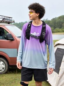 In My Nature Men's Slogan Print Raglan Sleeve Ombre Casual Outdoor T-Shirt,Long Sleeve Graphic Shirt - Multicolor - View 4