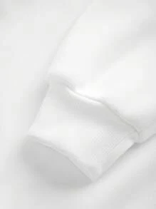 SHEIN Thiết kế nơ ngụy trang phong cách đường phố cổ điển, áo nỉ dày dài tay có mũ trùm đầu thường ngày cho bé gái bằng vải tuýt phù hợp cho mùa thu/đông, MẶT SAU QUẦN ÁO - trắng - Xem 6
