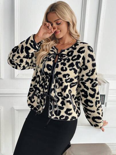 SHEIN Clasi Women Casual Loose Vintage Leopard Print Jacket For Autumn Everyday Wear