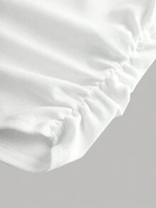 SHEIN Girlism 青少年女孩针织罗纹褶皱长袖 T 恤风琴口袋长裤休闲两件套西装 - 深灰色 - 查看 6