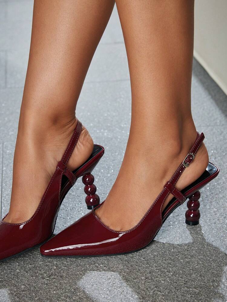 CUCCOO SZL Women's Burgundy Pointed Toe Stiletto High Heel Pumps, Minimalist And Versatile Fashion