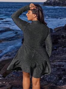 SHEIN VCAY Rochie de Crăciun Ținute de vacanță Rochii de aniversare pentru femei Rochie de petrecere de sărbători Rochie de revelion Rochie modestă Rochie alb-negru Rochii vintage pentru femeie Rochie de întâlnire de noapte Rochie cu sclipici Rochie neagră - Negru - Vizualizare 2