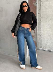 RueChic - Rigid, Destroy Detailed Straight Fit - Medium Wash - View 4