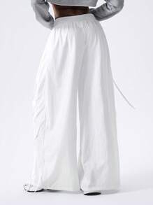 VARSITIE 白色蝴蝶结超宽松女式长裤 - 白色 - 查看 2