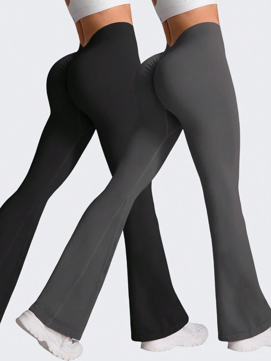 Gameset SHEIN Sport Pantalones deportivos de mujer de un solo color, de cintura alta, de ajuste simple y delgado, para uso casual diario