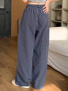 DAZY 条纹宽松抽绳腰家居裤，秋季睡衣，冬季