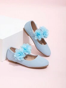 1 Đôi Giày Đế Bằng Họa Tiết Hoa Thời Trang Cho Bé Gái Phù Hợp Mọi Mùa - Màu xanh lam - Xem 4