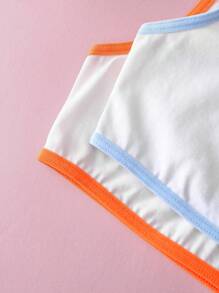 Set de 2 piezas de ropa interior informal y sencilla con bloques de color para niñas - Blanco - Ver 5