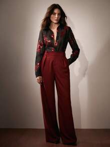 Anewsta French Romantic Rose Beaded Embroidery Semi-Sheer Blouse Women Shirt