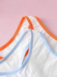 Set de 2 piezas de ropa interior informal y sencilla con bloques de color para niñas - Blanco - Ver 4