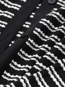 DAZY Knit Striped Hooded Loose Fit Bathrobe