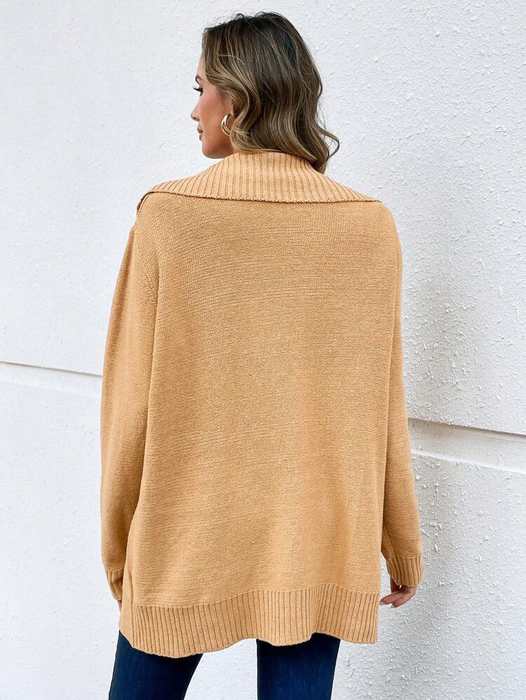Women's Solid Color Elegant Loose Comfortable Long Cardigan With Pockets