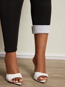 Slaydiva Mallas informales de talla grande de color gris de felpa, esenciales de calle, unicolor con bordado de letras, elásticas y ceñidas, pantalones de capa base sin costuras para mujer
