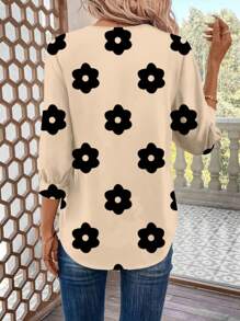 SHEIN LUNE 女士休闲简约豹纹衬衫，适合办公室穿着 - 彩色 - 查看 2