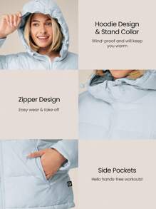 GLOWMODE Lightweight Warm Relax Fit Waist Length Adjustable Hooded Puffer Jacket Daily Casual Winter