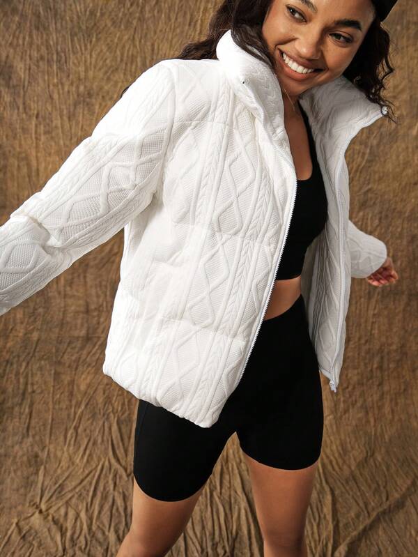 VARSITIE Manteaux d'hiver pour femmes hauts col, manches longues, jacquard, chauds, de sport