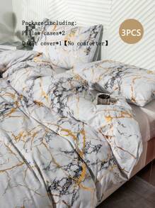 3 件套柔软合成面料印花和铝箔床上用品套装，适合所有季节，用于卧室装饰 - 彩色 - 查看 1
