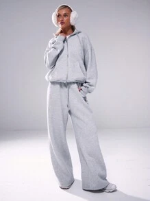 Musera Sport Double Zip Through Hooded Sweatshirt-Padel, Tennis, Pickleball - Light Grey - View 1