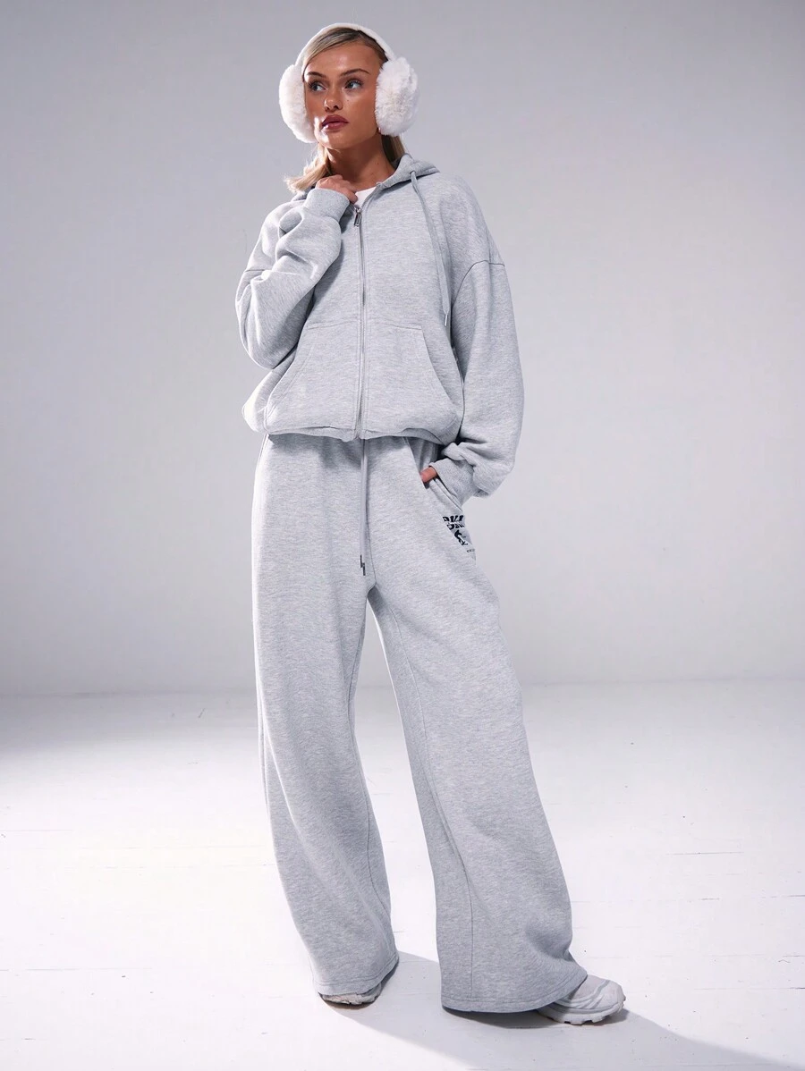 Musera Sport Double Zip Through Hooded Sweatshirt-Padel, Tennis, Pickleball - Light Grey - View 1