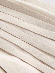 SHEIN MOD 女士复古嬉皮铆钉流苏棕色绒面革 A 字裙、秋季裙子、纳什维尔服装、海盗裙 - 杏色 - 查看 4