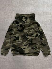 SHEIN EZwear Casual Vintage Camouflage Print Plus Size Long Sleeve Hoodie Sweatshirt, Suitable For Autumn/Winter