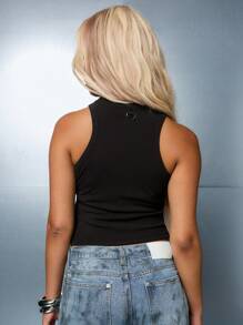 SUMWON WOMEN Parte superior de tirantes acanalada con estampado gráfico frontal para la calle