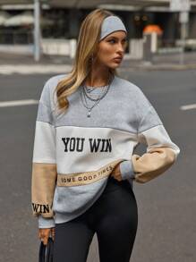 SHEIN Unity Women Casual Mixed Letter Print Long Sleeve Sweatshirt Thermal