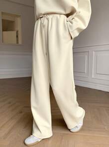 DAZY 2pcs Women Casual Round Neck Pullover Top And Loose Pants Set,Fall Clothes