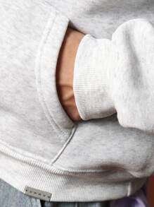 SUMWON Luxury Oversized Pullover Hoodie Sport Street Style Heavyweight Sweatshirt Casual Athletic Kangaroo Pocket Winter Fall Loungewear Drawstring Active Apparel - Grey - View 5