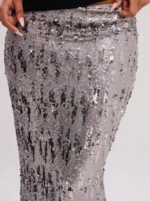 MUSERA Sequin Maxi Skirt Elegant Summer Sexy Party - Silver - View 5