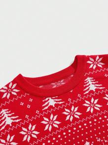 Manfinity VCAY Men's Fitted Casual Crew Neck Long Sleeve Knit Sweater, Suitable For Autumn/Winter And Christmas - Red - View 4