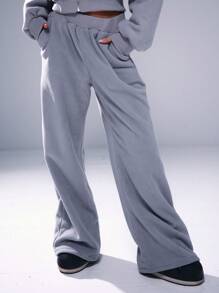 Musera Sport 羊毛绒阔腿裤度假 - 淺灰紫 - 查看 2