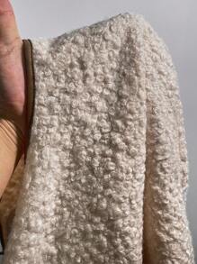 SHEIN Frenchy Chaqueta casual holgada con parches de unicolor PU de talla grande con bolsillos para invierno