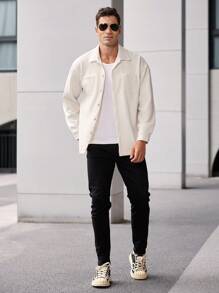 Manfinity CasualCool Chaqueta casual de hombre de unicolor con textura, adecuada para otoño