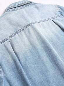 Manfinity Homme 男士休闲撞色破洞口袋牛仔长袖夹克