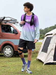 In My Nature Men's Slogan Print Raglan Sleeve Ombre Casual Outdoor T-Shirt,Long Sleeve Graphic Shirt - Multicolor - View 8