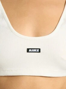 AiiRZ Top corto acanalado con detalle de logo sin mangas