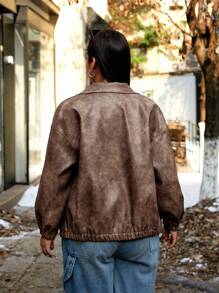 Franclia Chaqueta de motocicleta de cuello alto, manga larga y cremallera en, nueva llegada de otoño/invierno