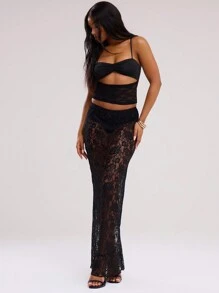 MUSERA Ruched Front Cut Out Sexy Cami Top Vacation Concert Festival Black Festival Rave Ibiza Going Out Tops Club Fall  Elegant Spring Summer Holiday - Black - View 4