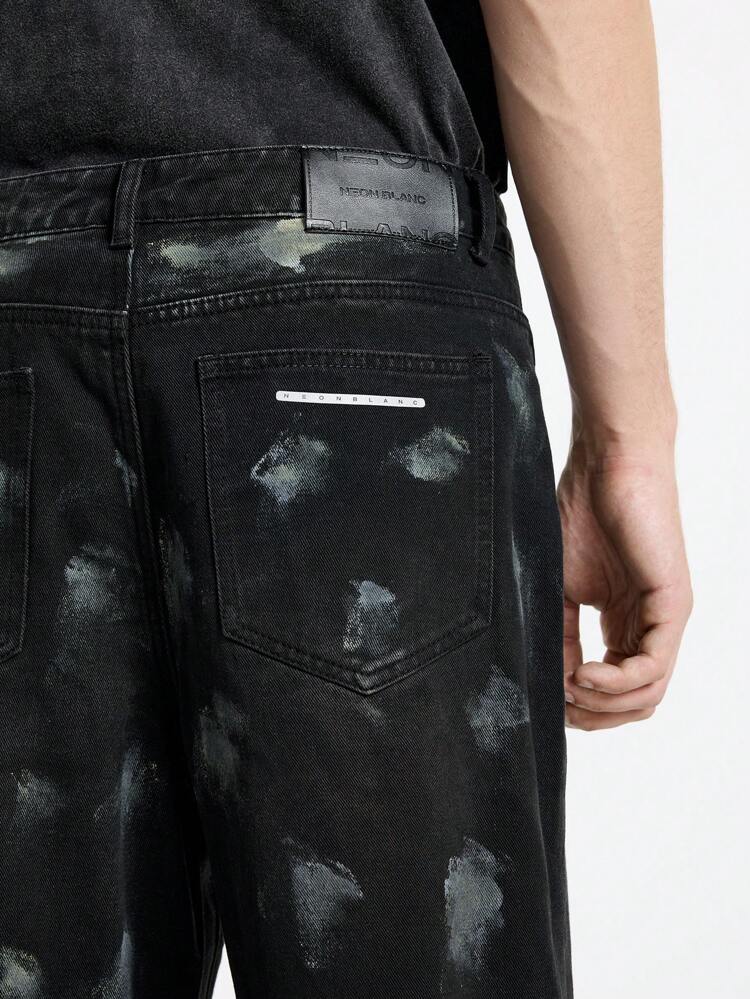 Men Street Style Black Woven Long Denim Jeans Plain Flare Jeans, For Husband, Boyfriend Gifts