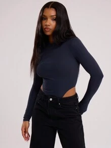 MUSERA ESSENTIALS Buttery Soft Long Sleeve Bodysuit Casual Spring Summer Vacation - Black - View 1