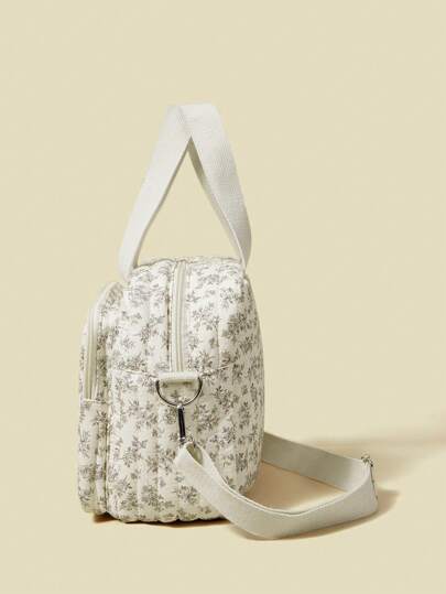 1pc Baby Diaper Bag Portable Floral Pattern Nursing Bottle Pouch, Mom-Friendly