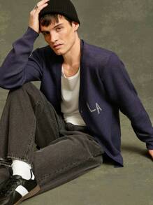 Men LA Cardigan Sweater - Royal Blue - View 1