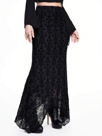 Goth Falda de línea A de unicolor minimalista para mujer, para uso diario casual