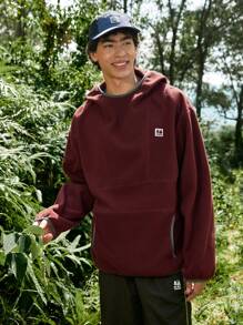 In My Nature Men's Contrast Color Stripe Hooded Outdoor Sweatshirt,Men Tracksuit,Fleece Jacket Fleece Zip-Up Hooded Jacket,Thick Casual Versatile Knit Jacket,For Sports And Outdoor Activities,Boyfriend Style,Winter Outfit For Men, Jacket For Men,Good Quality Fabric,Designed Specifically For Outdoor,Men Essentials Jacket,Christmas Gifts,Halloween Gifts,Autumn/Winter - Burgundy - View 7