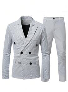 Calvornis Conjunto de 2 piezas de talla grande para hombre con camisa de manga larga con bolsillo y pantalón, estilo minimalista - Blanco y Negro - Ver 6