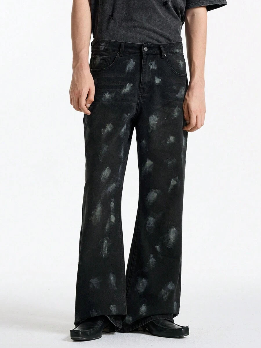 NEON BLANC Men Street Style Black Woven Long Denim Jeans Plain Flare Jeans, For Husband, Boyfriend Gifts - Black - View 1