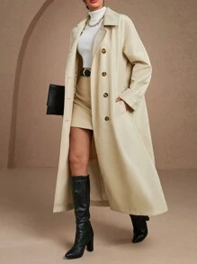 RueChic Premium Quality, Style, Button Through Back Detailed Trench Coat - Beige - View 2